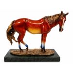 Decorative Craft Horse Ornament- Copper and Wooden Base