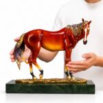Decorative Craft Horse Ornament- Copper and Wooden Base - Image 2