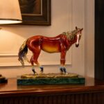 Decorative Craft Horse Ornament- Copper and Wooden Base - Image 3