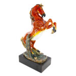 Decorative Craft Rearing Horse Ornament- Copper Wooden Base - Image 2
