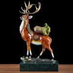 Decorative Craft Deer Ornament- Copper and Wooden Base - Image 5