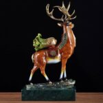 Decorative Craft Deer Ornament- Copper and Wooden Base - Image 4