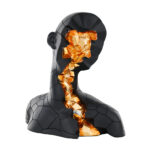 Hand Painted Abstract Human Head Sculpture - Gold Foil
