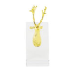 Golden Deer Crystal Bookends - Alloy & Crystal