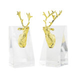 Golden Deer Crystal Bookends - Alloy & Crystal - Image 3