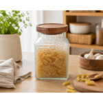 Textured Glass Spice Jar with Wooden Lid-500ML - Image 2