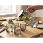 Smoked Glass Pitcher and Tumbler Set of 5 With Tray - 1.5L - Image 2