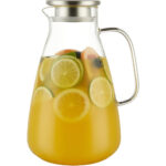 Glass Water Pitcher with Stainless Steel Lid - 2.5L - Image 2