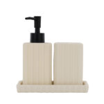 3-Piece Ceramic Bathroom Set - Cream - Image 2