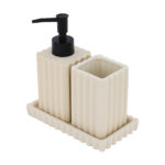 3-Piece Ceramic Bathroom Set - Cream - Image 3