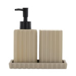 3-Piece Ceramic Bathroom Set - Beige - Image 2
