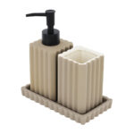 3-Piece Ceramic Bathroom Set - Beige - Image 3
