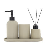 4-Piece Ceramic Bathroom Set - Beige - Image 2