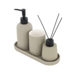 4-Piece Ceramic Bathroom Set - Beige - Image 3