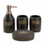 Ceramic Bathroom Set with Soap Dispenser - 4 Pieces