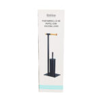 Freestanding Toilet Brush with Bamboo Paper Roll Holder Stand