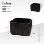 Faux Rattan Vertical Weave Storage Basket Set - Black (2 Piece) - Image 3