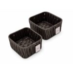 Faux Rattan Vertical Weave Storage Basket Set - Black (2 Piece)
