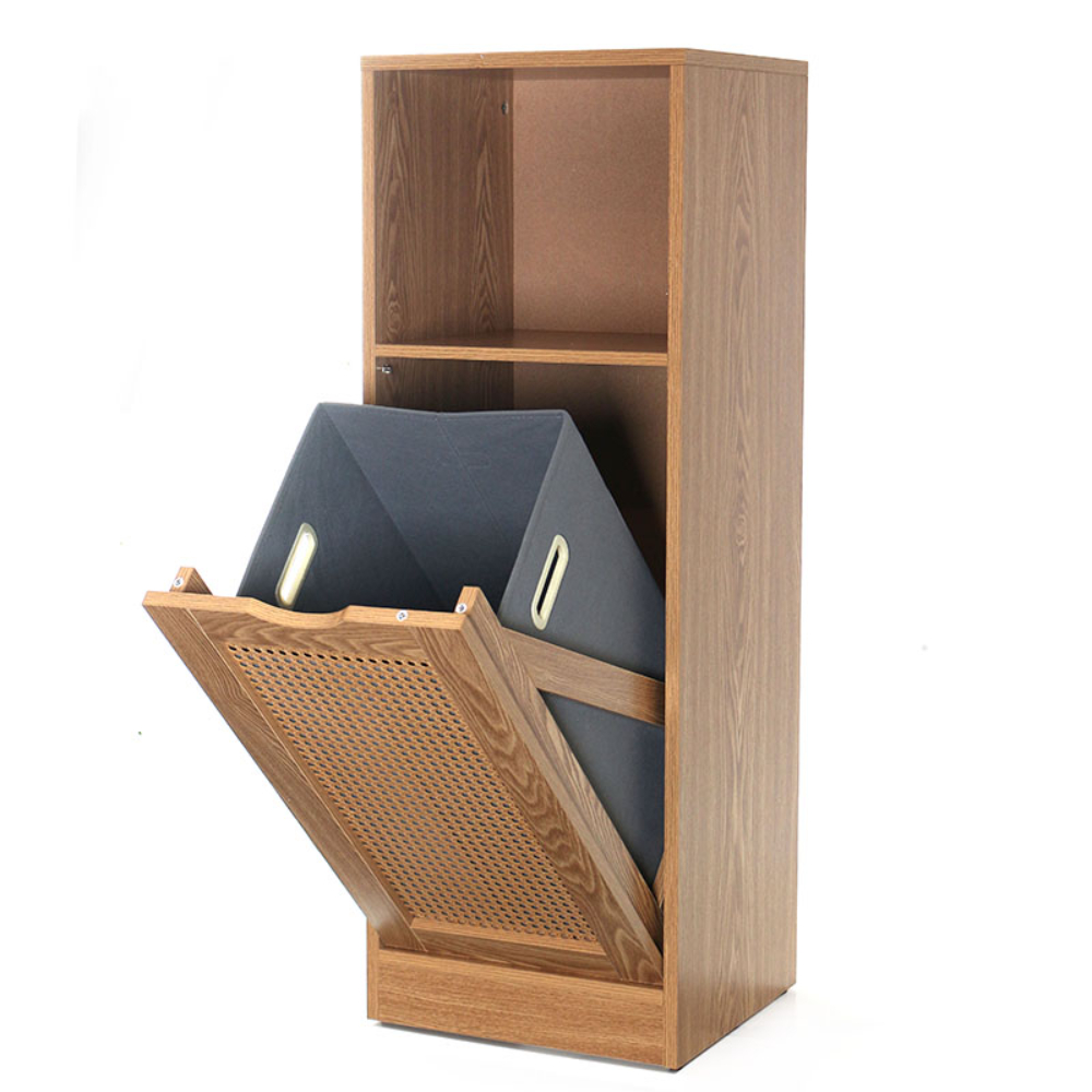 OSM-2229-1 Rattan Laundry Storage Cabinet with Foldable Basket - Image 1