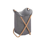 Collapsible Bamboo Frame Laundry Basket with Canvas Bag
