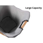 Collapsible Bamboo Frame Laundry Basket with Canvas Bag - Image 3