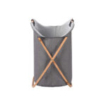 Collapsible Bamboo Frame Laundry Basket with Canvas Bag - Image 4