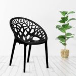 Modern Leaf Design Chair - Black (Set of 4) - Image 3
