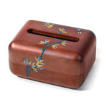 Decorative Solid Wood Tissue Box with Floral Design