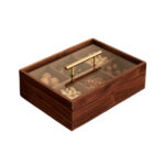 Solid Wood Dry Fruit And Snack Storage Box with Glass Lid And Copper Handle