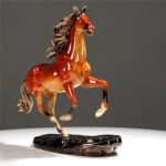 Elegant Copper Finish Rearing Horse Decorative Showpiece - Image 2