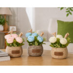 Artificial Flower Bonsai Arrangement in Rattan Basket
