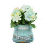 Artificial Flower Bonsai in Vintage Car Cement Planter - Image 5