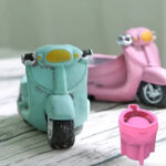 Artificial Flower Bonsai in Vintage Scooter Cement Planter - Image 2