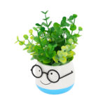 Artificial Green Plant Bonsai in Cartoon Face Ceramic Pot - Image 2