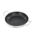 24cm Stainless Steel Honeycomb Frying Pan with Double Base and Handles - Image 2