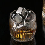 Stainless Steel Reusable Ice Cube Set - 6 Silver Cubes with Tongs - Image 3