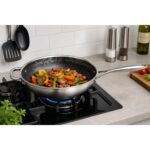 32cm Stainless Steel Honeycomb Wok Pan - Image 3