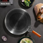 38cm Stainless Steel Honeycomb Frying Pan with Wooden Handle - Image 3