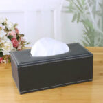 PU Leather Tissue Box Cover - Contrast Stitch Design - Image 2