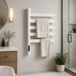Smart Electric Towel Warmer Rack with 5 Moveable Rails SS White - Image 3