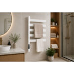 Smart Electric Towel Warmer Rack with 5 Moveable Rails SS White - Image 2