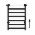 Electric Towel Warmer Rack With 6-Bars And Top Shelf SS Black