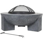 Outdoor Metal Fire Pit With Sparkle Screen Cover Conical