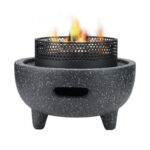 Outdoor Metal Fire Bowl With Engraved Metal Frame Round