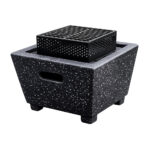 Outdoor Metal Fire Bowl With Engraved Metal Frame Cube