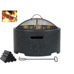 Outdoor Metal Fire Pit With Sparkle Screen Cover Round
