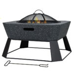 Outdoor Metal Fire Pit With Sparkle Screen Cover And Metal Base