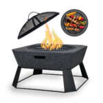 Outdoor Metal Fire Pit With Sparkle Screen Cover And Metal Base - Image 2