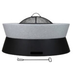 Outdoor Metal Fire Bowl With Sparkle Screen Cover And Round Metal Stand