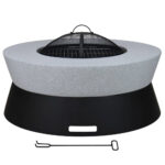 Outdoor Metal Fire Bowl With Sparkle Screen Cover And Round Metal Stand - Image 2